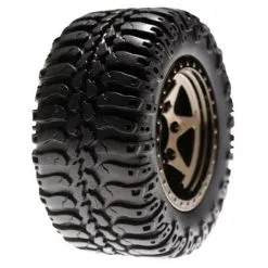 Team Losi Team Losi Front Wheels & Tires Mnted- Blk Chr (Pr): Mini-DT