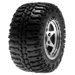 Team Losi Team Losi Rear Wheels & Tires Mounted, Chrome (Pr): Mini-DT