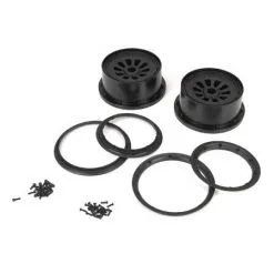 Team Losi Team Losi Wheel & Beadlock Set, Black (2), 5T