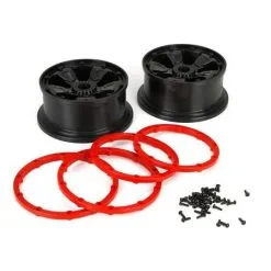 Team Losi Team Losi Wheel/Beadlock, Black (2): 1:5 4wd DB XL