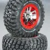 Traxxas Traxxas 5975R Tire/Wheel Assembly Glued Chrm Red Bdlck (2)