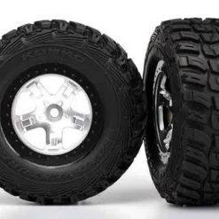 Traxxas Traxxas Tire & Wheel Assy, Glued (SCT Satin Chrome, Beadlo