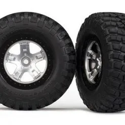 Traxxas Traxxas Tire & Wheel Assy, Glued (SCT Satin Chrome, Black