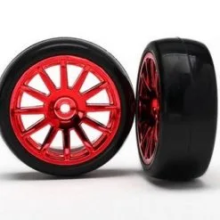 Traxxas Traxxas Tires & Wheels, Assembled, Glued (12-spoke Red Chr