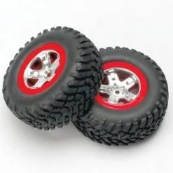 Traxxas Traxxas Tires & Wheels, Assembled, Glued (SCT, Satin Chrom