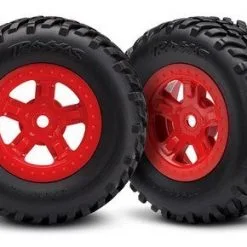Traxxas Traxxas Tires And Wheels, Assembled, Glued (SCT Red Wheels