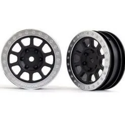 Traxxas Traxxas Wheels, 2.2' (black, Satin Chrome Beadlock) (2) (B