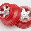 Traxxas Traxxas Wheels, SCT Satin Chrome, Red Beadlock Style, Dual
