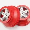 Traxxas Traxxas Wheels, Sct Satin Chrome, Red Beadlock Style, Dual