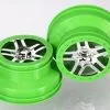 Traxxas Traxxas Wheels, SCT Split-Spoke, Chrome, Green Beadlock St