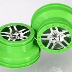 Traxxas Traxxas Wheels, SCT Split-Spoke, Chrome, Green Beadlock St