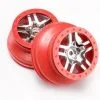 Traxxas Traxxas Wheels, SCT Split-Spoke, Chrome, Red Beadlock Styl
