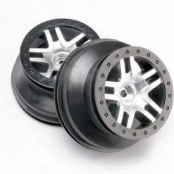 Traxxas Traxxas Wheels, SCT Split-Spoke, Satin Chrome, Black Beadl