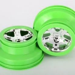 Traxxas Traxxas Wheels, SCT, Chrome, Green Beadlock Style, Dual Pr