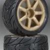 Associated Associated 21303 Mounted Gold Wheels/Tires 18R (2)